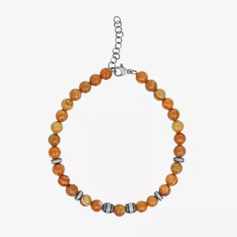 Mens Stainless Steel Beaded Bracelet