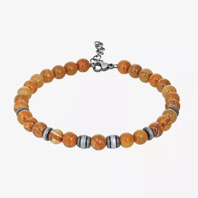 Mens Stainless Steel Beaded Bracelet