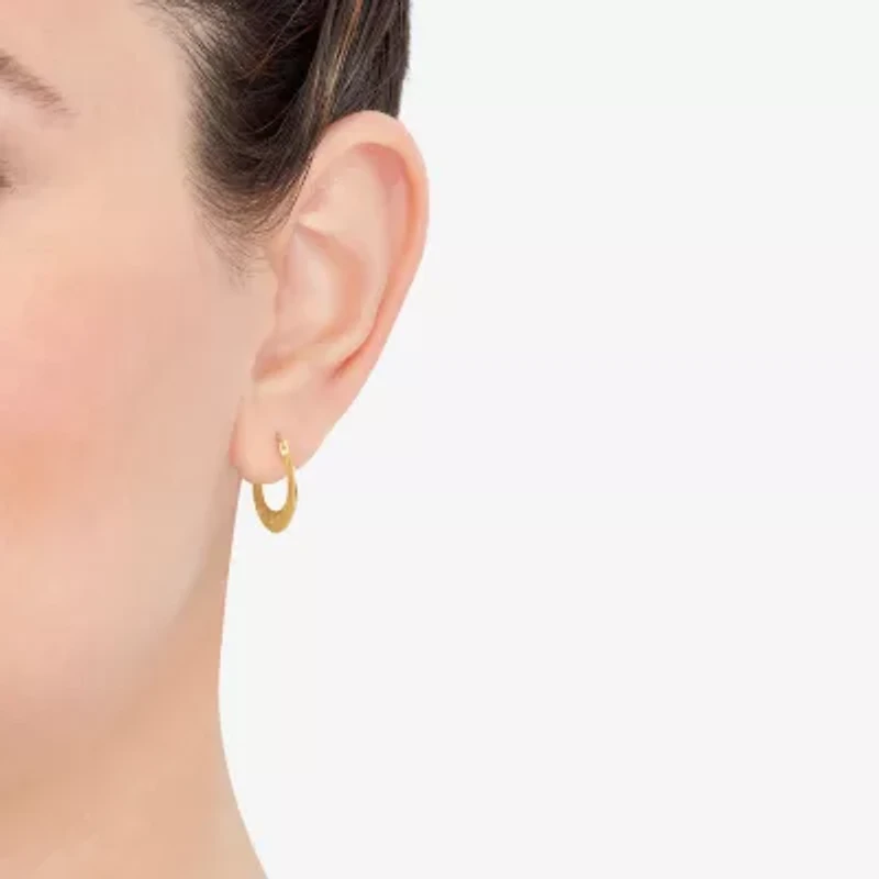 Womens 14K Gold 14.5mm Heart Hoop Earrings