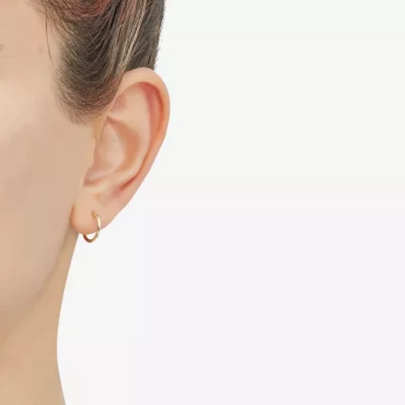 Womens 14K Gold 12mm Round Hoop Earrings