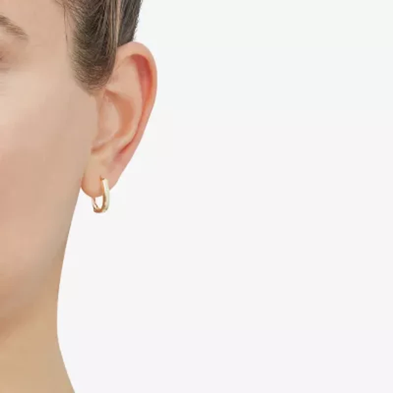 Womens 14K Gold 14mm Round Hoop Earrings