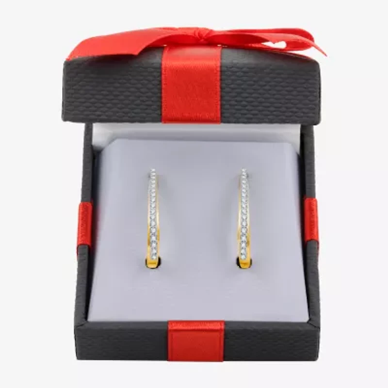 Womens 1/2 CT. T.W. Natural White Diamond Sterling Silver 24mm Hoop Earrings