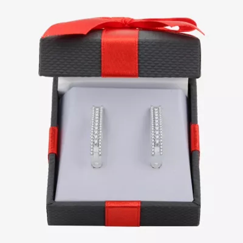 Womens 3/4 CT. T.W. Natural White Diamond Sterling Silver 23.1mm Hoop Earrings