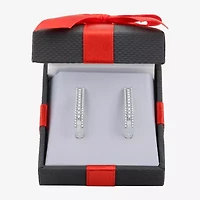 Womens 3/4 CT. T.W. Natural White Diamond Sterling Silver 23.1mm Hoop Earrings