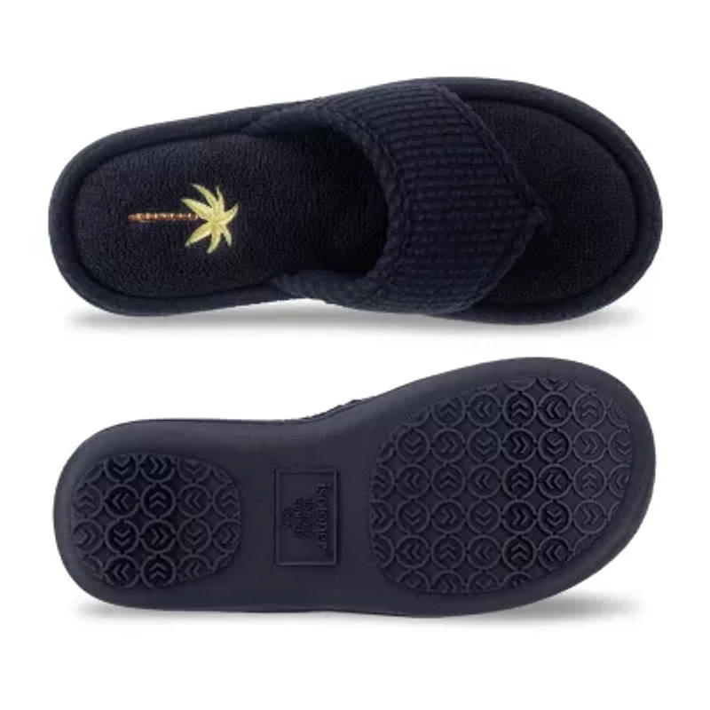Isotoner Seersucker Thong Womens Round Slip-On Shoe
