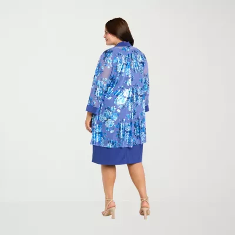 R & M Richards Womens Plus Floral Jacket Dress