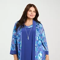 R & M Richards Womens Plus Floral Jacket Dress