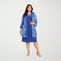 R & M Richards Womens Plus Floral Jacket Dress