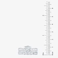(F / Vs2) Unisex Adult 5 CT. T.W. Lab Grown White Diamond 10K Gold Round Side Stone Bridal Set
