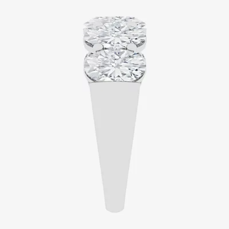 (F / Vs2) Womens 23.MM 4 CT. T.W. Lab Grown White Diamond 10K Gold Oval 5-Stone Wedding Band