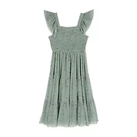 Rare Editions Big Kid Girls Short Sleeve Flutter Maxi Dress