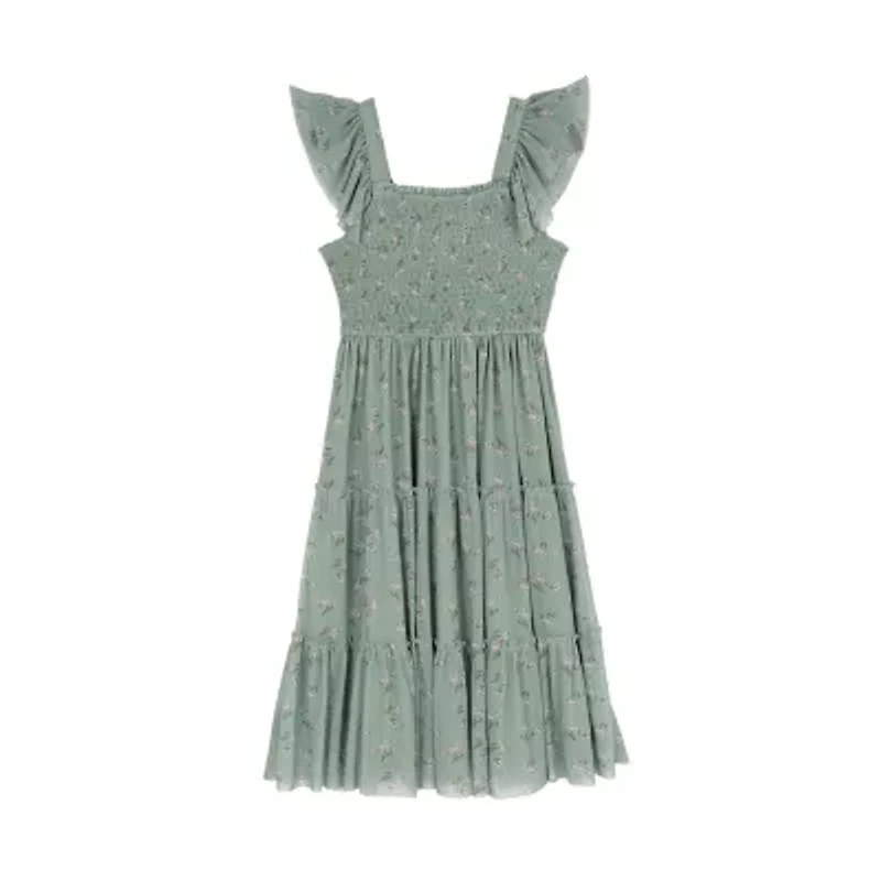 Rare Editions Big Kid Girls Short Sleeve Flutter Maxi Dress