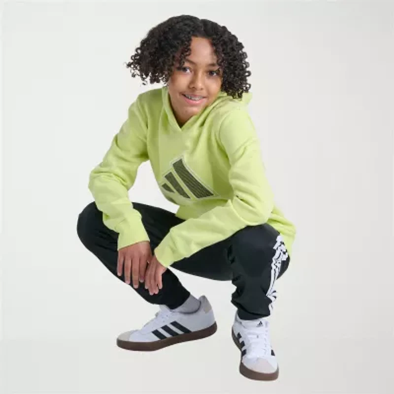 adidas Big Kid Boys Long Sleeve Fleece Active Hoodie