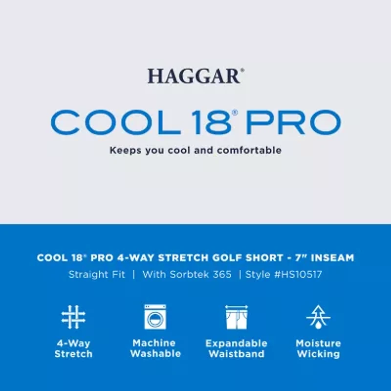 Haggar Cool 18 Pro Mens 7" Moisture Wicking 1 Pair Golf Short