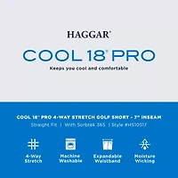 Haggar Cool 18 Pro Mens 7" Moisture Wicking 1 Pair Golf Short