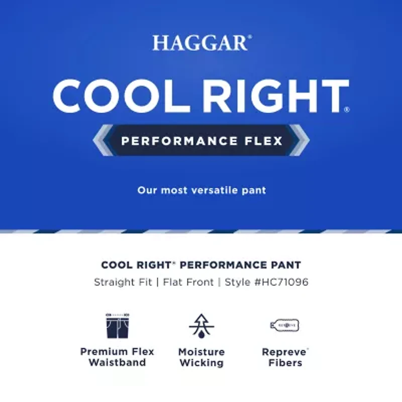 Haggar Cool Right Performance Flex Mens Straight Fit Flat Front Pant