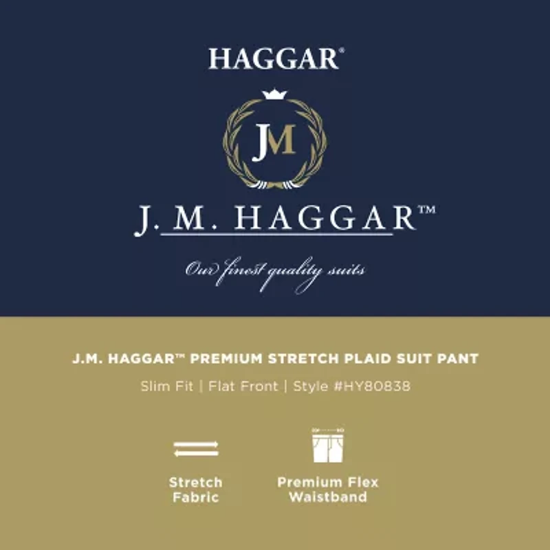 Haggar JMH 4 Way Stretch Mens Fabric Slim Fit Flat Front Suit Pant