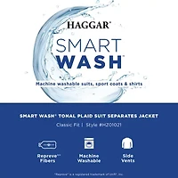 Haggar Smart Wash Mens Classic Fit Plaid Suit Jacket