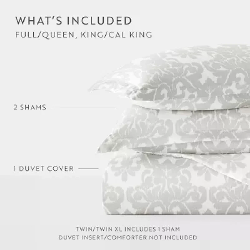 Casual Comfort Soft Damask Pattern Oversized Duvet Cover Set