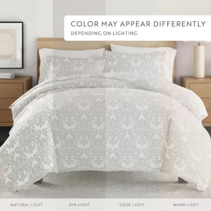 Casual Comfort Soft Damask Pattern Oversized Duvet Cover Set