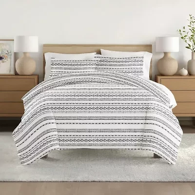 Casual Comfort Geo Threads Pattern Oversized Duvet Cover Set