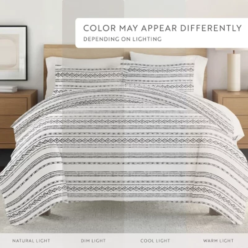 Casual Comfort Geo Threads Pattern Oversized Duvet Cover Set
