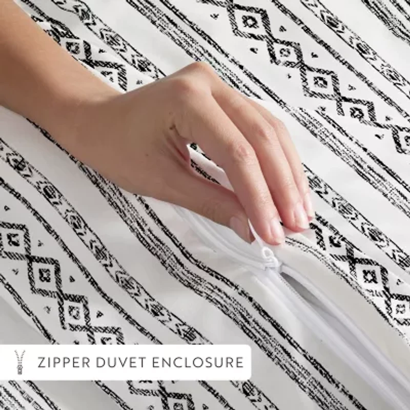 Casual Comfort Geo Threads Pattern Oversized Duvet Cover Set