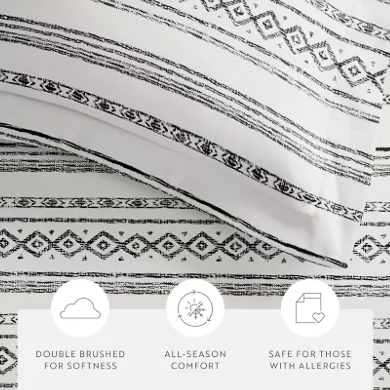 Casual Comfort Geo Threads Pattern Oversized Duvet Cover Set