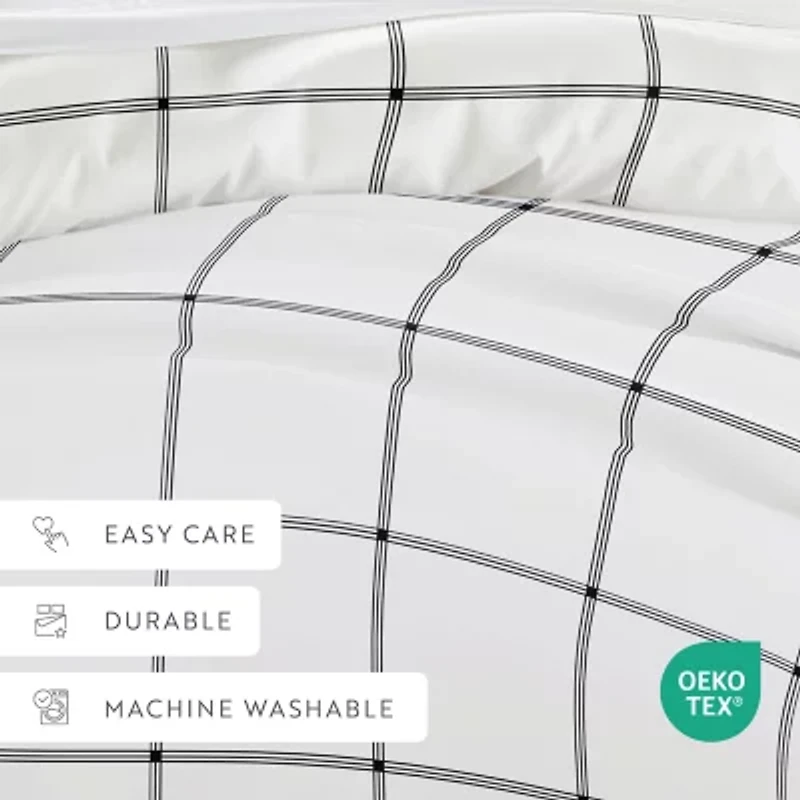 Casual Comfort Grid Patterned Duvet Cover Set