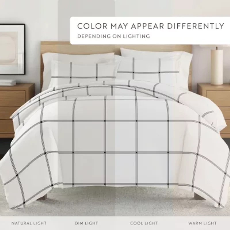 Casual Comfort Grid Patterned Duvet Cover Set