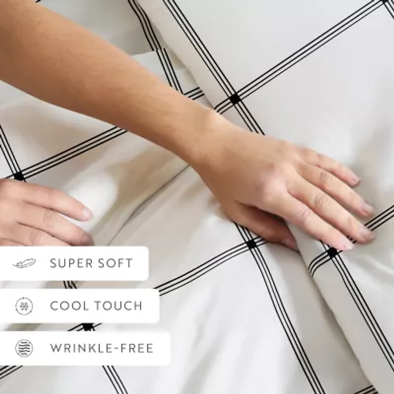 Casual Comfort Grid Patterned Duvet Cover Set
