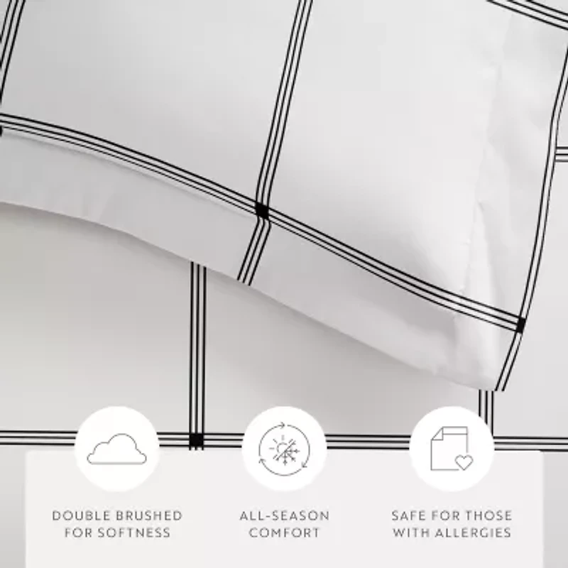 Casual Comfort Grid Patterned Duvet Cover Set