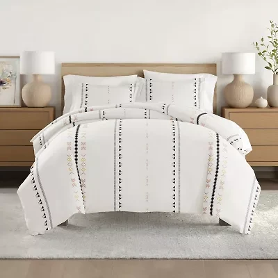 Casual Comfort Natural Geo Lines Patterned Duvet Cover Set