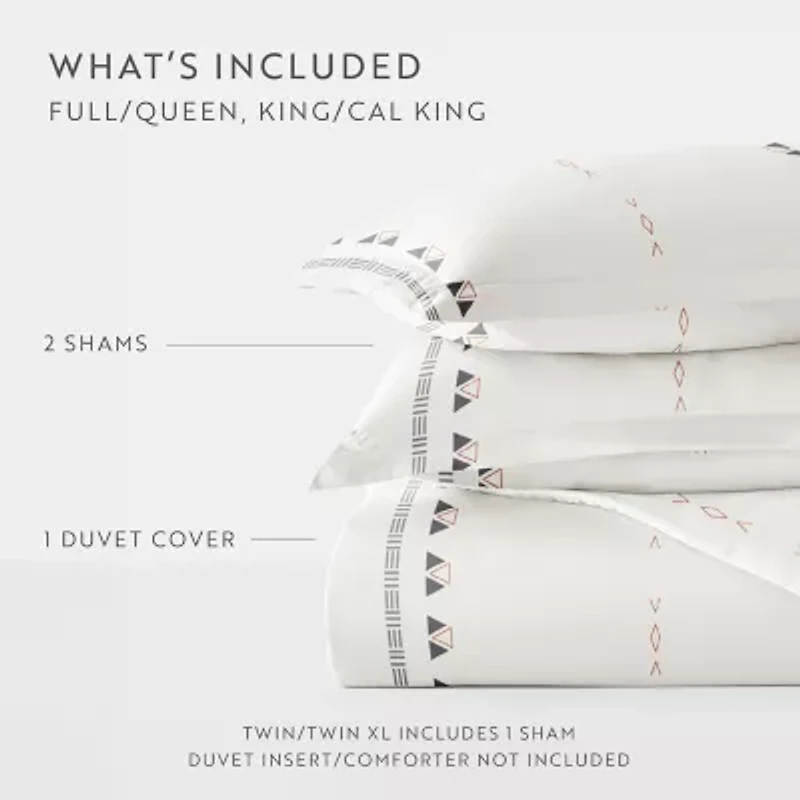 Casual Comfort Natural Geo Lines Patterned Duvet Cover Set