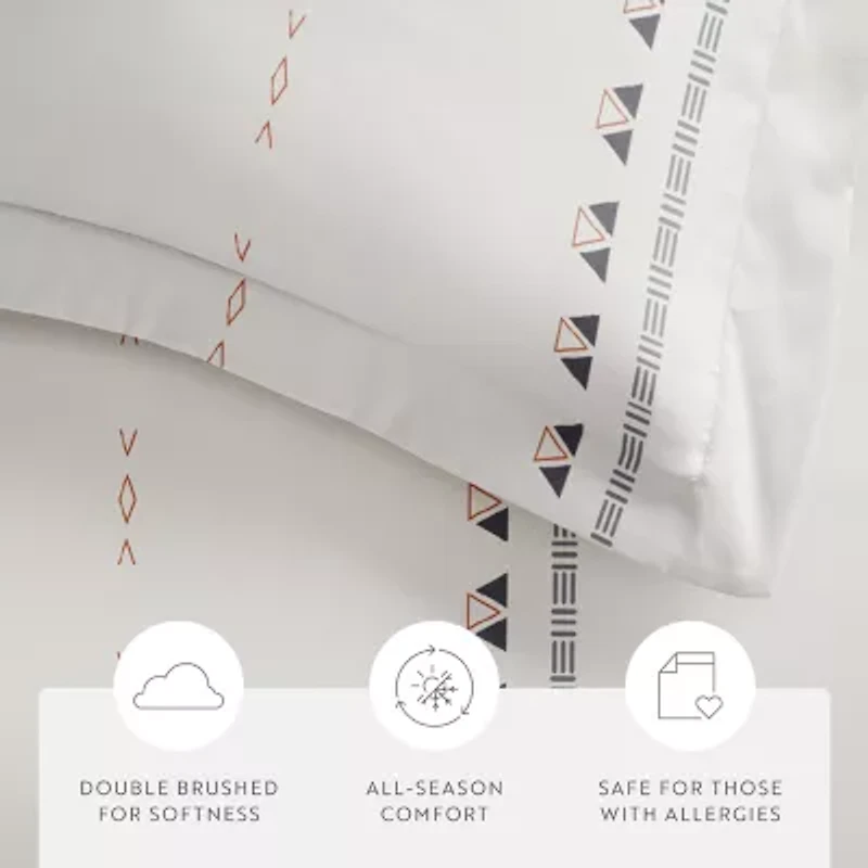 Casual Comfort Natural Geo Lines Patterned Duvet Cover Set