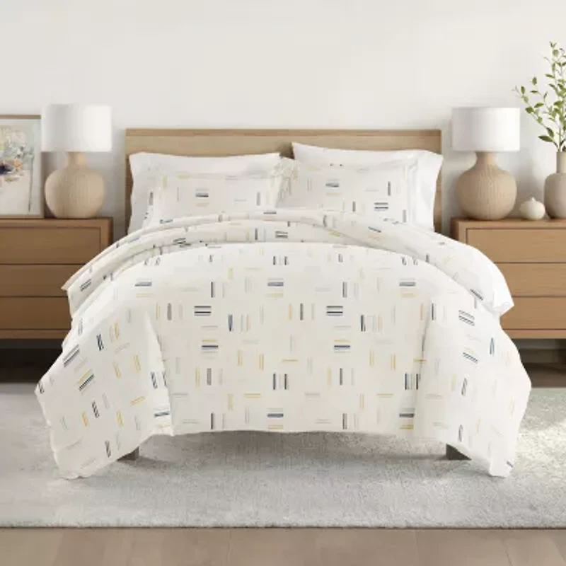Casual Comfort Geo Dash Patterned Duvet Cover Set