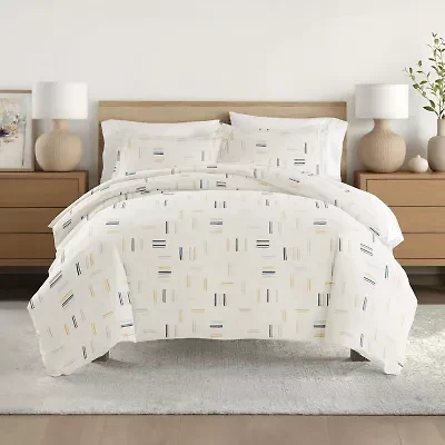 Casual Comfort Geo Dash Patterned Duvet Cover Set