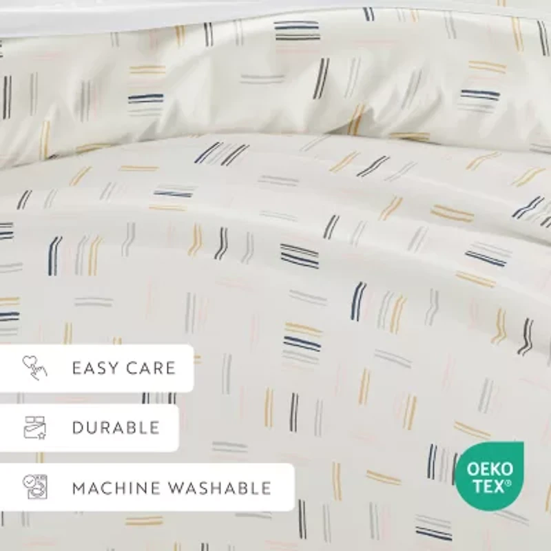 Casual Comfort Geo Dash Patterned Duvet Cover Set