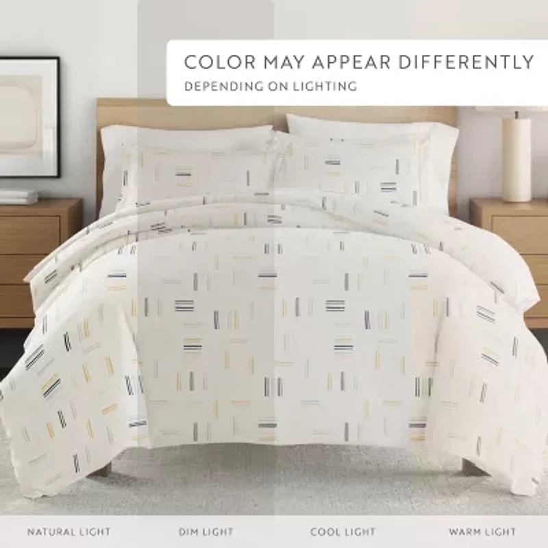Casual Comfort Geo Dash Patterned Duvet Cover Set