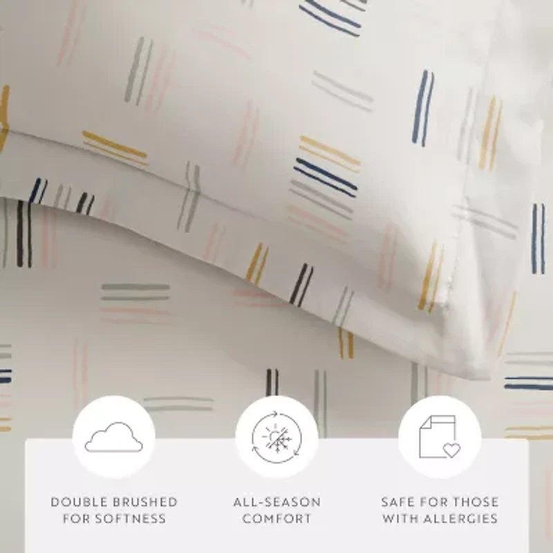 Casual Comfort Geo Dash Patterned Duvet Cover Set
