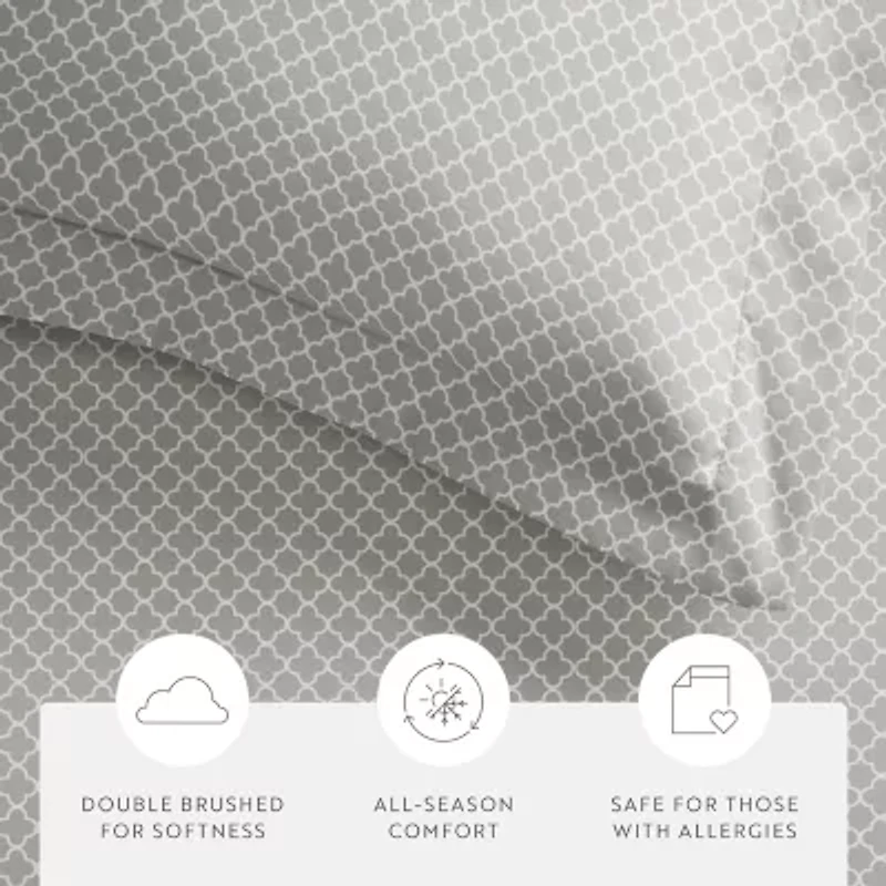 Casual Comfort Premium Ultra Soft Quatrefoil Pattern Duvet Cover Set