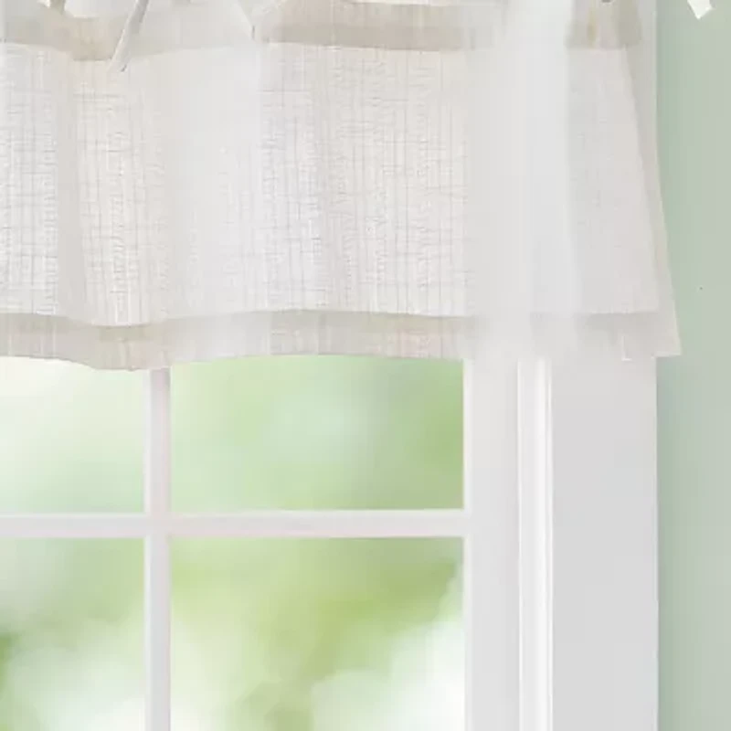 CURTIANWORKS Tie Tab Woven Stripe Rod Pocket Tailored Valance