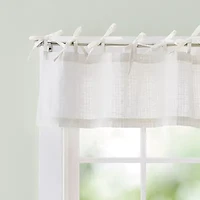 CURTIANWORKS Tie Tab Woven Stripe Rod Pocket Tailored Valance