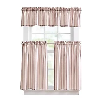 CURTIANWORKS Banner Stripe 3-pc. Rod Pocket Kitchen Curtains & Drapes Window Set