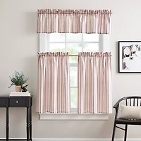 CURTIANWORKS Banner Stripe 3-pc. Rod Pocket Kitchen Curtains & Drapes Window Set