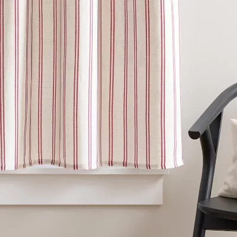 CURTIANWORKS Banner Stripe 3-pc. Rod Pocket Kitchen Curtains & Drapes Window Set