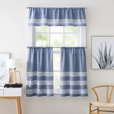 CURTIANWORKS Denim Yarn Dye Rod Pocket Tailored Valance