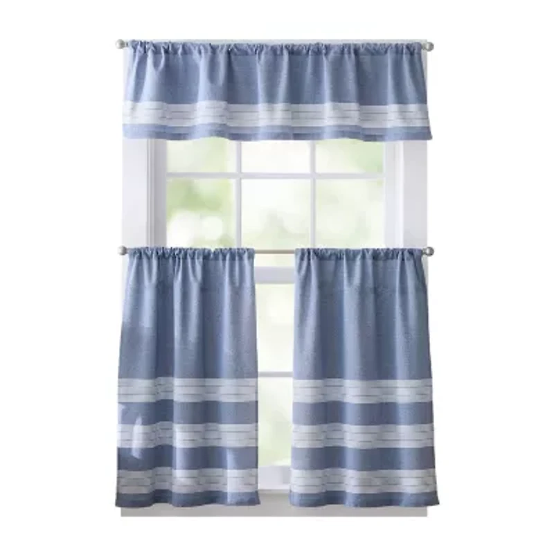 CURTIANWORKS Denim Yarn Dye 2-pc. Rod Pocket Window Tier