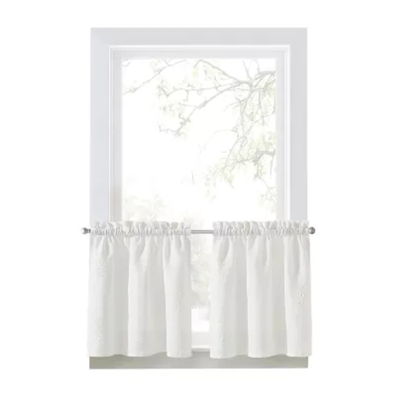 CURTIANWORKS Grace Floral 2-pc. Rod Pocket Window Tier
