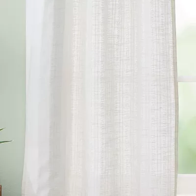 CURTIANWORKS Tie Tab Woven Stripe 2-pc. Rod Pocket Window Tier